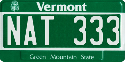 VT license plate NAT333