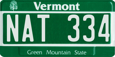 VT license plate NAT334