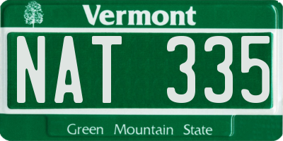 VT license plate NAT335