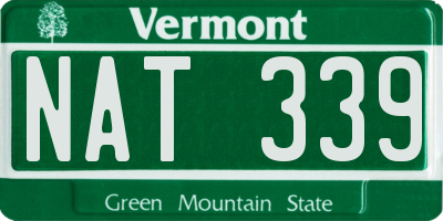 VT license plate NAT339