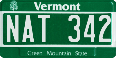 VT license plate NAT342