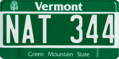 VT license plate NAT344