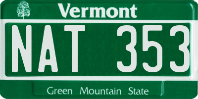 VT license plate NAT353