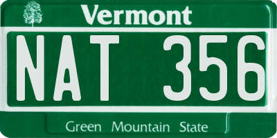 VT license plate NAT356