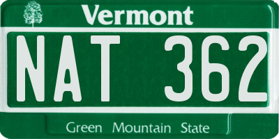 VT license plate NAT362