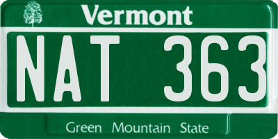 VT license plate NAT363