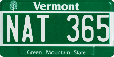 VT license plate NAT365