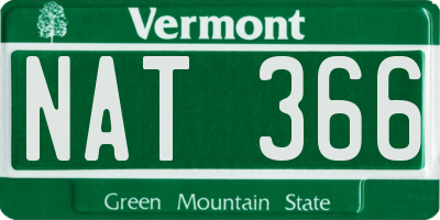 VT license plate NAT366