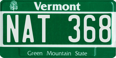 VT license plate NAT368
