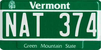 VT license plate NAT374