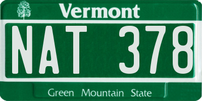 VT license plate NAT378