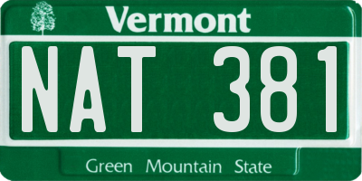 VT license plate NAT381