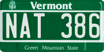 VT license plate NAT386
