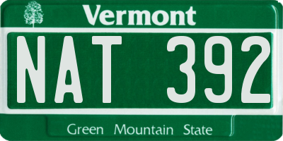 VT license plate NAT392
