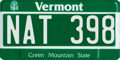 VT license plate NAT398