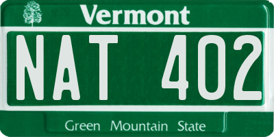 VT license plate NAT402