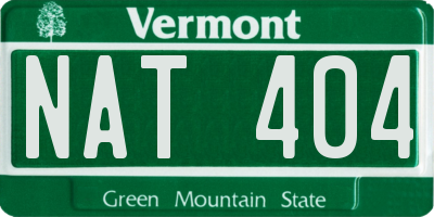 VT license plate NAT404