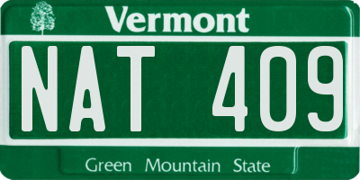 VT license plate NAT409