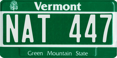 VT license plate NAT447