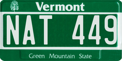 VT license plate NAT449