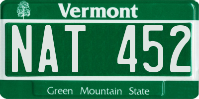 VT license plate NAT452