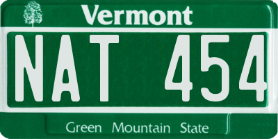 VT license plate NAT454