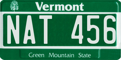 VT license plate NAT456