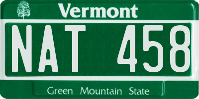VT license plate NAT458
