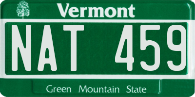 VT license plate NAT459