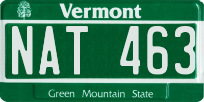 VT license plate NAT463