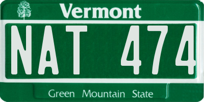 VT license plate NAT474