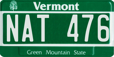 VT license plate NAT476