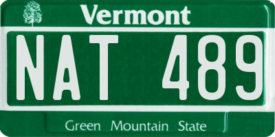 VT license plate NAT489