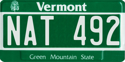 VT license plate NAT492