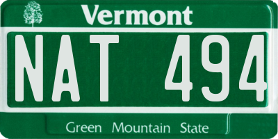 VT license plate NAT494