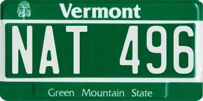 VT license plate NAT496