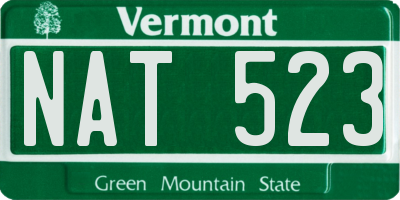 VT license plate NAT523