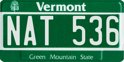 VT license plate NAT536
