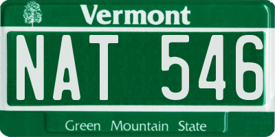 VT license plate NAT546