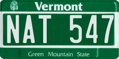 VT license plate NAT547