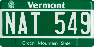 VT license plate NAT549