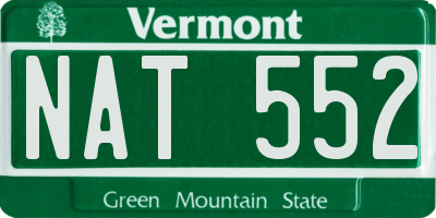 VT license plate NAT552