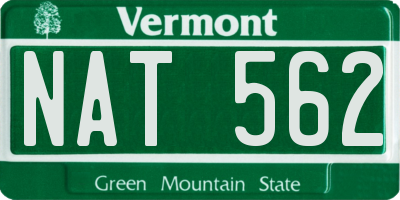 VT license plate NAT562