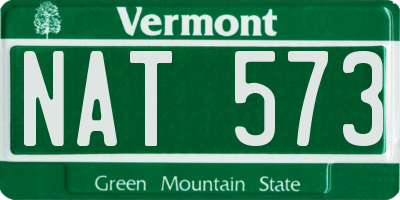 VT license plate NAT573