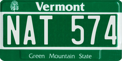 VT license plate NAT574
