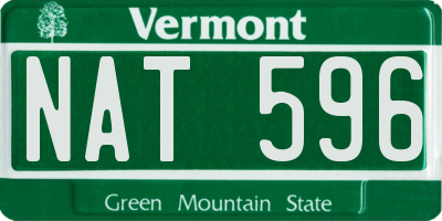 VT license plate NAT596