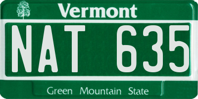 VT license plate NAT635