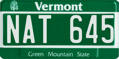 VT license plate NAT645
