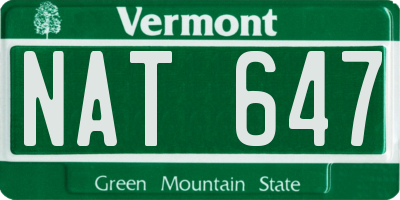 VT license plate NAT647