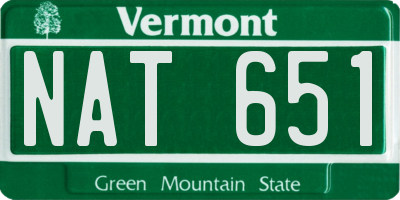 VT license plate NAT651